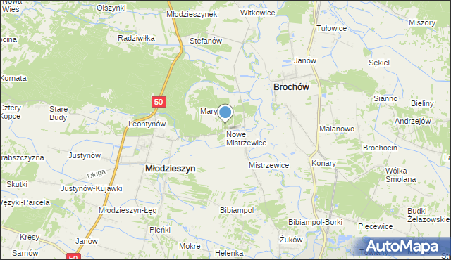 mapa Nowe Mistrzewice, Nowe Mistrzewice na mapie Targeo